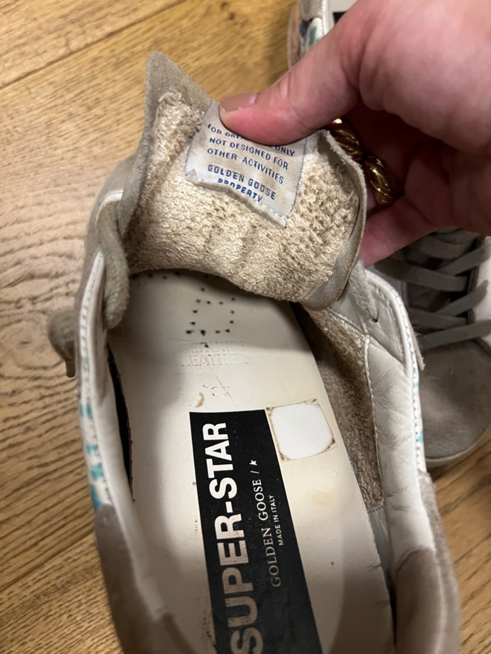 Golden Goose Super-Star womens Sneakers in Gray with Pink & Blue Accents - Picture 7 of 8